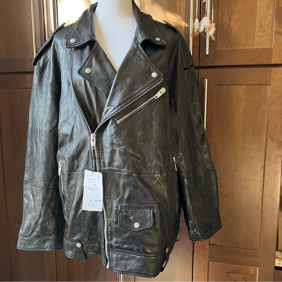 ZARA Mens Sheep Leather Black Biker Moto Jacket S/M & L/XL $249 - Picture 10 of 16
